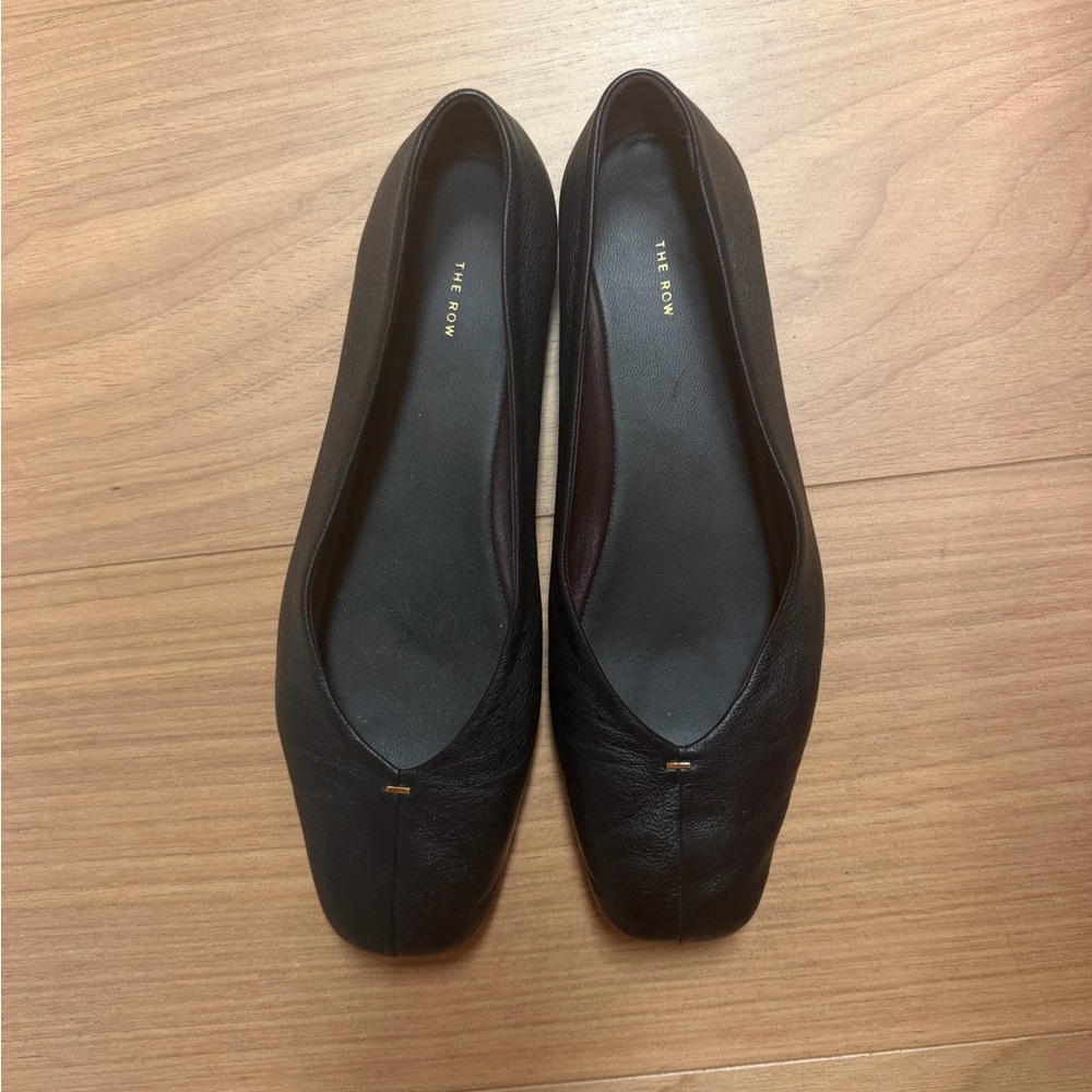 The Row Black Leather Loafers